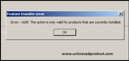 Error Code 1605